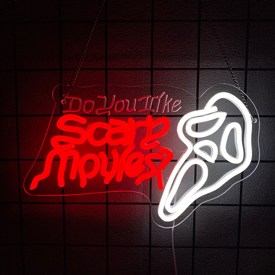 Home Cinema Wall Lights - Neon-Schild „Do You Like Scary Movies“