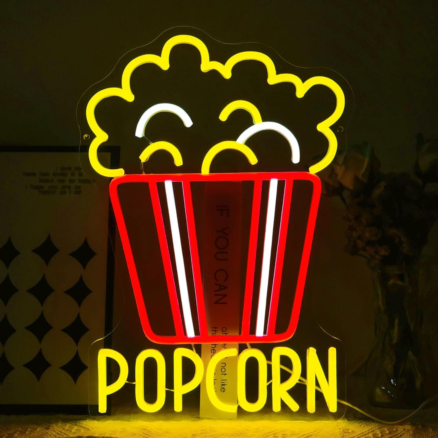 Home Cinema Wall Lights - Popcorn-Eimer Neon-Schild USB Dimmbares LED-Licht für