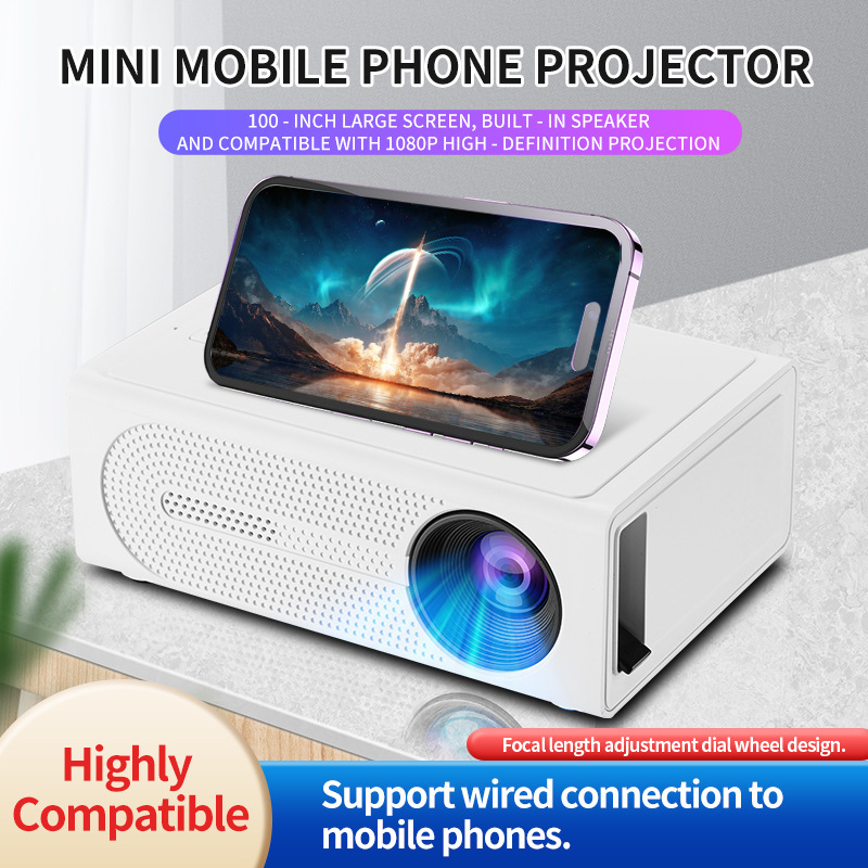 Home Cinema Kids - Mini-Projektor mit 1080P-Unterstützung, Tragbarer LED-Heimkino-Projektor mit