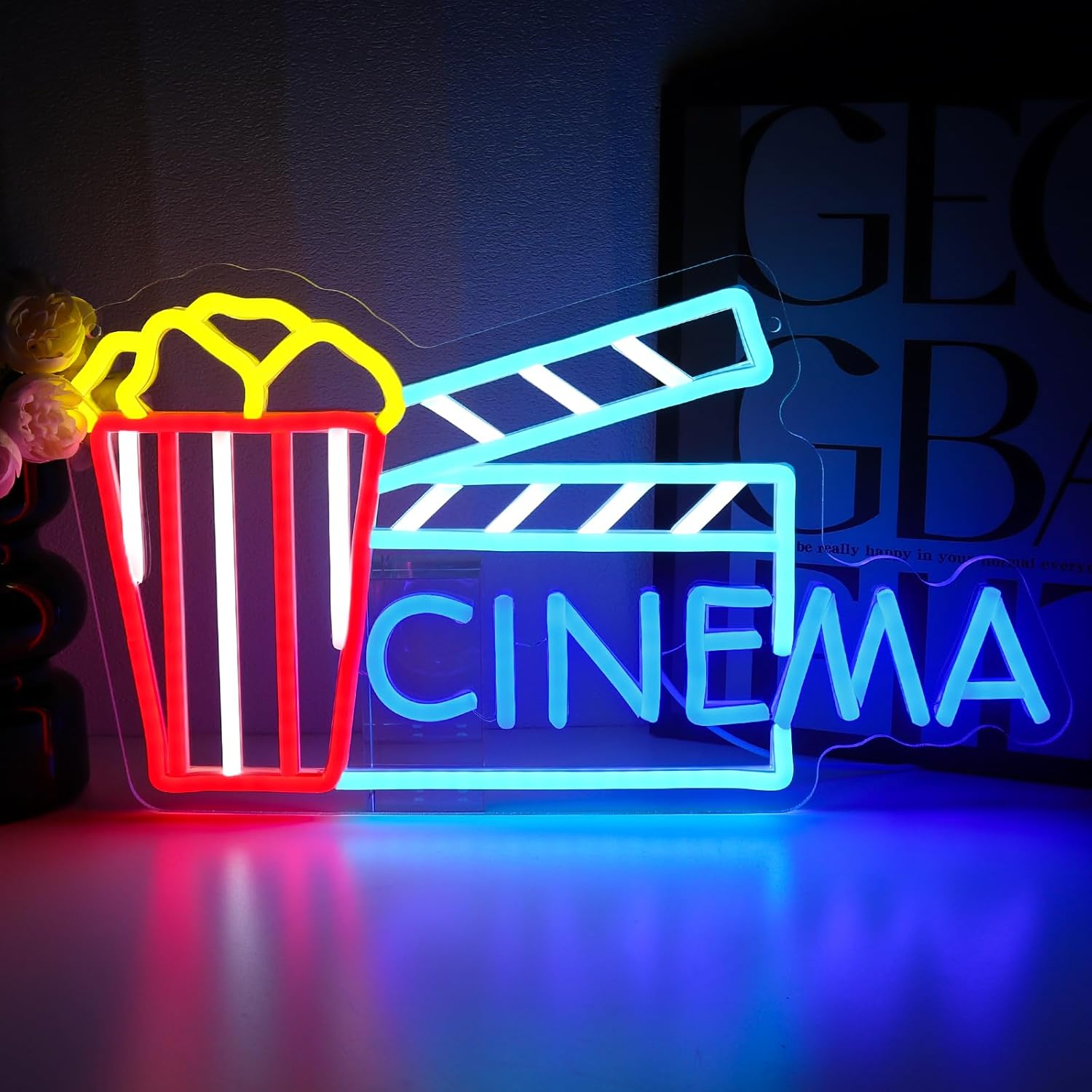 Home Cinema Wall Lights - Kino-Neonlicht-Wanddekoration USB-Popcorn-LED-Neonlicht für Theater, Zuhause, Bar,
