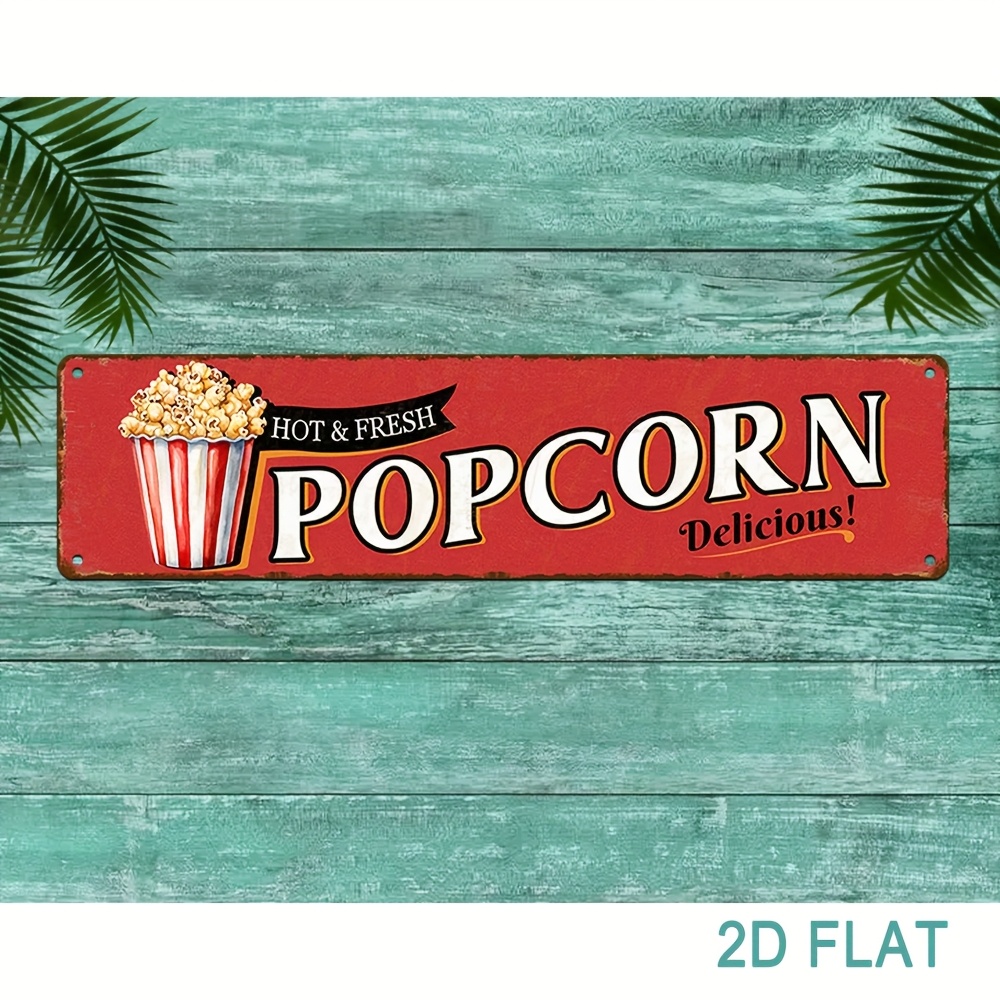 Home Cinema Wall Design - Vintage Aluminium Popcorn-Schild, Retro-Wanddekoration, perfekt für