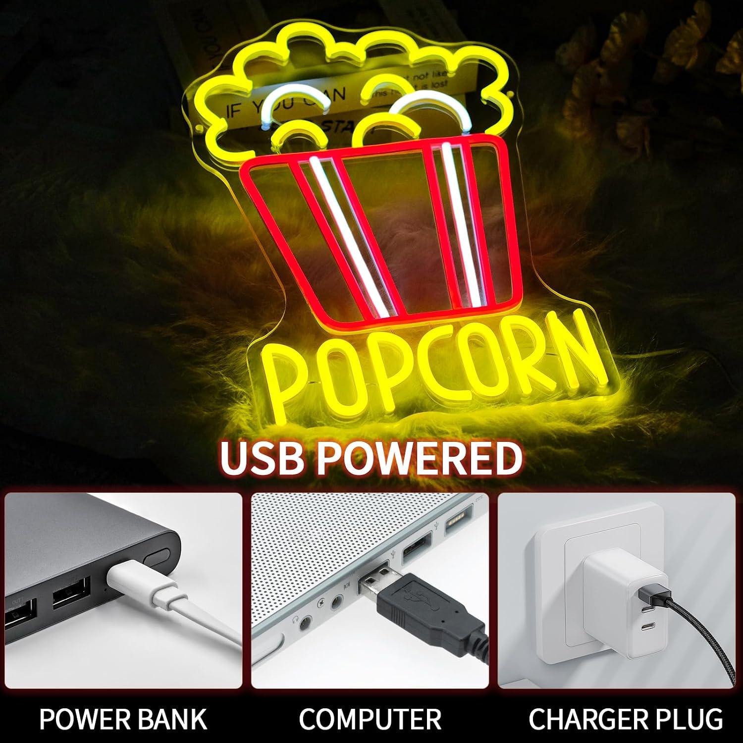 Popcorn-Eimer Neon-Schild USB  – Home Cinema Wall Lights Bewertung und Preis