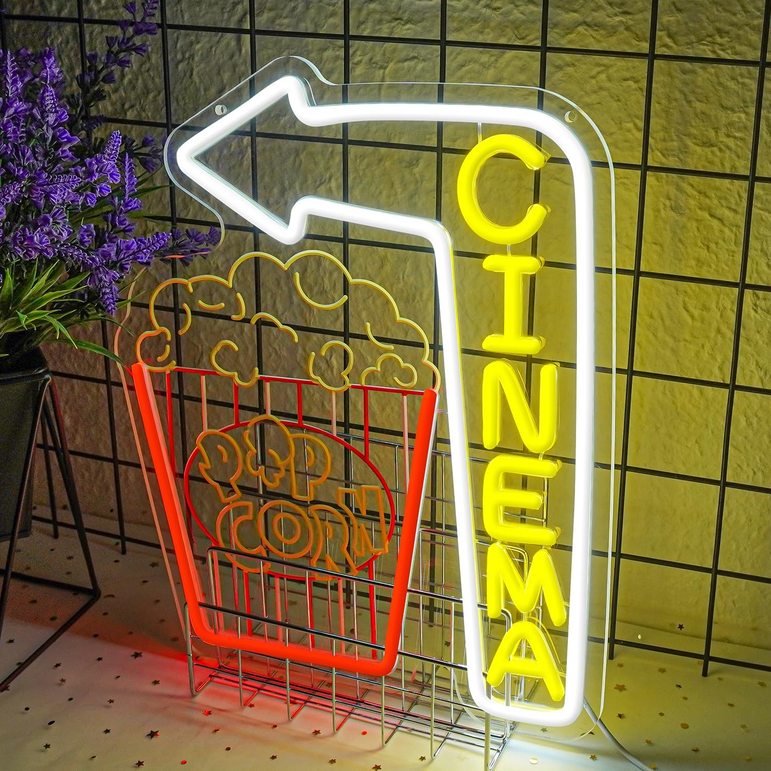 Kino-Pfeil Neonschild Popcorn  – Home Cinema Wall Lights Bewertung und Preis